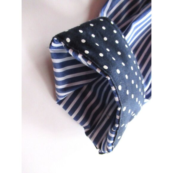 CHAPS Women Shirt Striped Blue/White Cotton Button-Down Casual No Iron - Picture 8 of 12